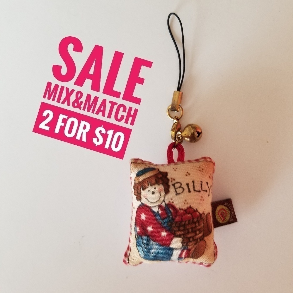 Brand New Tiny Pillow and Bell Phone Chain